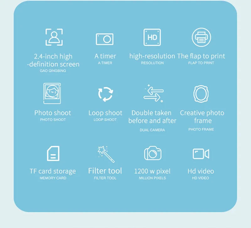 Description Picture 3 of itemKid Instant Print Camera Thermal Printing Camera Digital Photo Camera Girl's Toy Child Camera Video Boy's Birthday Gift