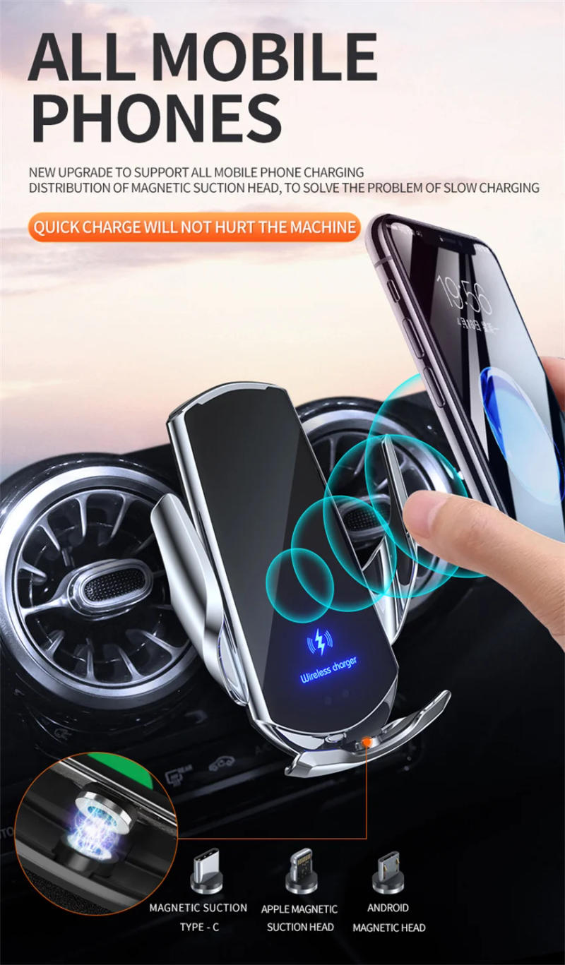 Description Picture 6 of item30W Car Wireless Charger Magnetic Car Mount Phone Holder For iPhone 14 13 12 X Samsung Xiaomi Infrared Induction Fast Charging