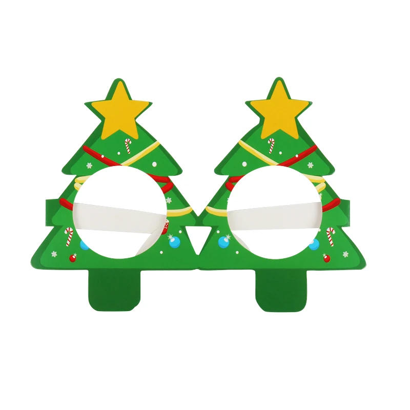 Description Picture 5 of item9pcs Santa Claus Xmas Tree Elk Paper Glasses Frame Christmas Glasses Photo Prop Christmas decorations new year Navidad kids gift