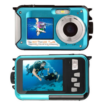 Underwater Camera 48MP UHD Video Recorder IPS Dual Screen 4K/30FPS Photo Camera Anti Shake Face Detection Autofocus