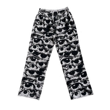 Black and White Eye pants Y2K New Women Casual Loose Wide Leg Trousers Ins Retro Teen Straight Trousers Hiphop Streetwear