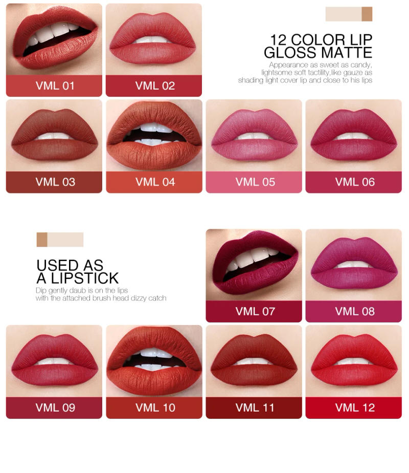 Description Picture 5 of itemO.TWO.O Matte Liquid Lipstick Velvet Lip Gloss Lip Tint Cream Pigment Waterproof Long Lasting 12 Colors Make-up For Women