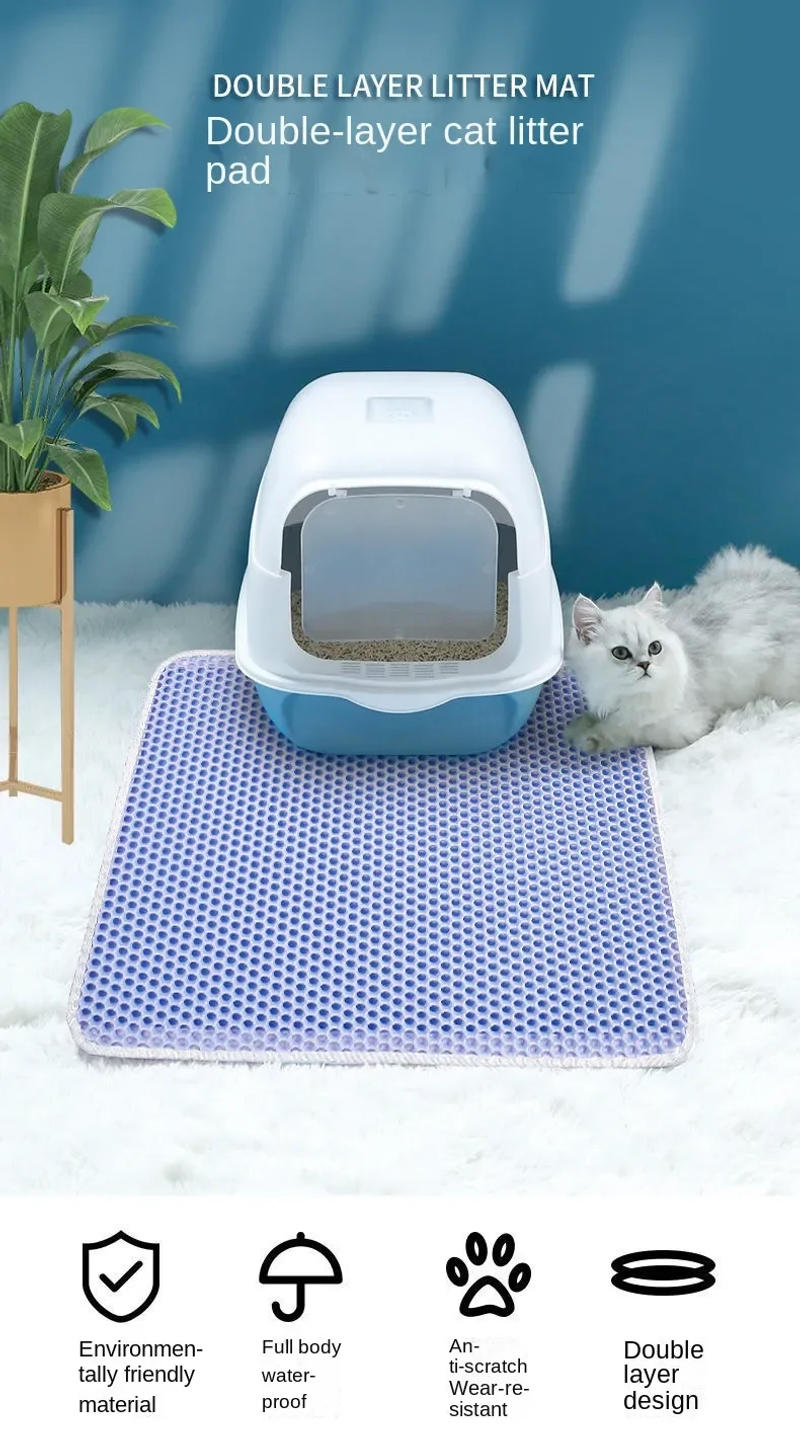 Description Picture 2 of itemCat Litter Mat Double Layer Waterproof Urine Proof Trapping Mat Easy to Clean Non-Slip Toilet Pad Cat Scratch Pad Large Foot Pad