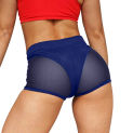 Women Sexy High Waist Workout Fitness Shorts Female Dance Shorts See-through Mesh Patchwork Mature Pole Dancing Clubwear Panties