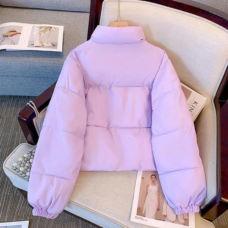 Description Picture 4 of itemXpqbb 2023 New Winter Short Down Cotton Jacket Women Thickened Warm Parka Outerwear Woman Solid Color Quilted Puffer Padded Coat