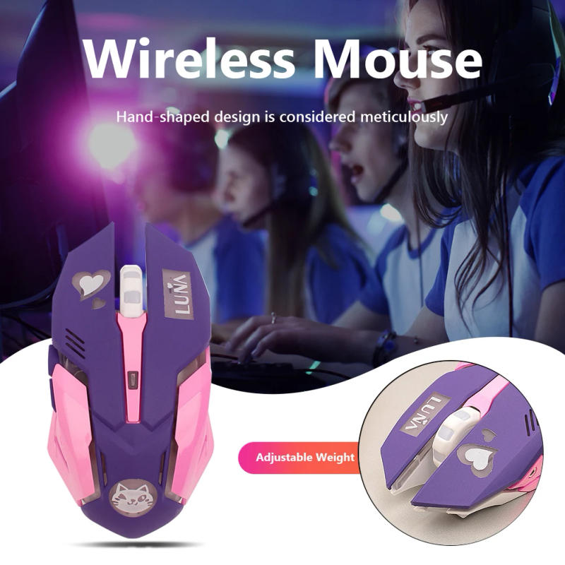 Description Picture 3 of itemBreathing LED USB Wireless Optical Mouse 2400dpi Mute PC Laptop Computer 6 Buttons Gaming Mice for OW DVA overwatch Dropship