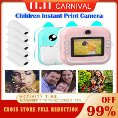 Children Instant Print Camera with Thermal Printer Child Camera Instant Print Video Recording One Key Selfie Educational Toys