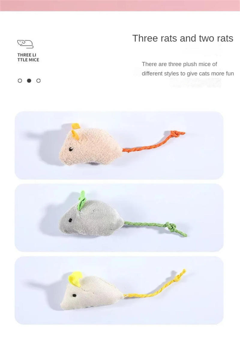 Description Picture 6 of itemPet Toy Catnip Mice Cats Toys Fun Plush Mouse Cat Toy For Kitten Colorful Cute Plush Interactive False Mouse Pet Cat Accessories