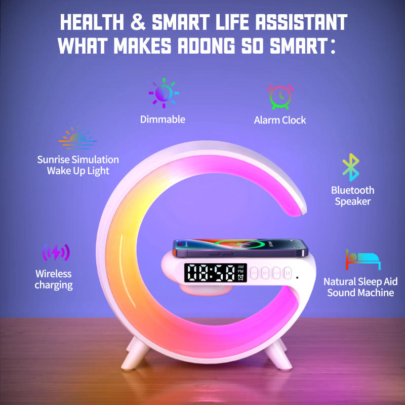 Description Picture 6 of item15W Wireless Charger Stand RGB Night Light Bluetooth Speaker Handsfree Call Alarm TF Fast Charging Station for iPhone Samsung