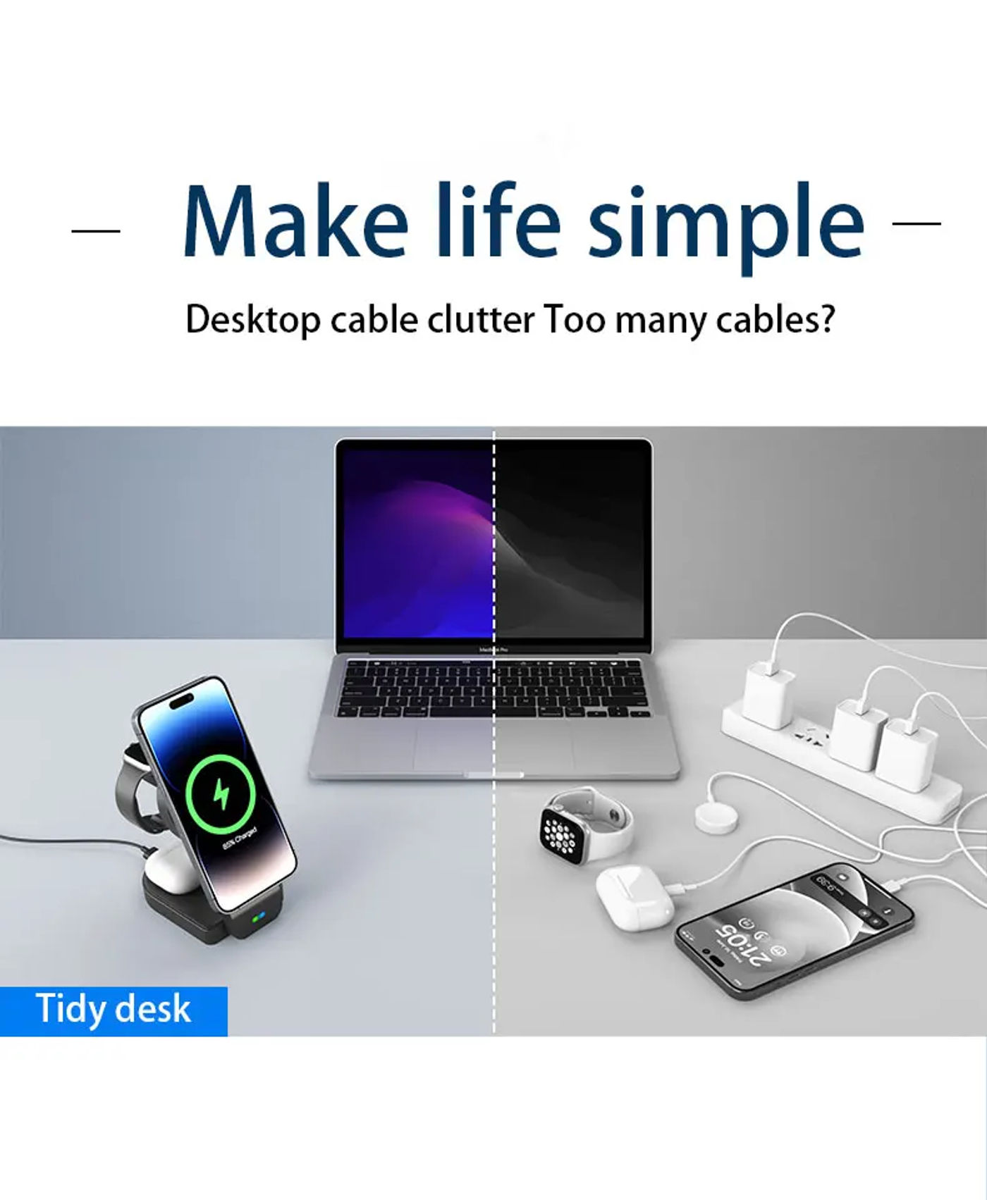 Description Picture 3 of item30W 3 in 1 Magnetic Wireless Charger Stand For iPhone 14 13 12 Pro Max Apple Watch  Airpods Pro Foldable Fast Charging Station
