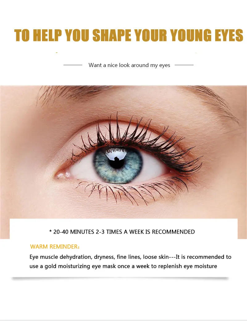 Description Picture 5 of itemRemove Dark Eye Circles Collagen Eye Patches 24K Gold Hyaluronic Acid Eye Mask Face Skin Care Moisturize Around Eyes