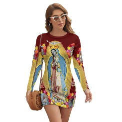 Our Lady of Guadalupe Bodycon Dress Woman Virgin Mary Mexico Pretty Dresses Spring Long Sleeve Street Style Design Dress