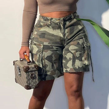 XIKTOP Camouflage Shorts Women 2023 Stylish Pockets Patchwork Cargo Pants Casual All-Matching Streetwear Trouser Hipster