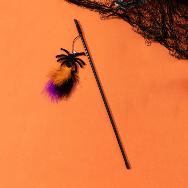 Description Picture 6 of itemCat Interactive Toy Halloween Feather Teaser Stick Wand Pet Feather Bell Refill Replacement Catcher Product for Cat Exercise