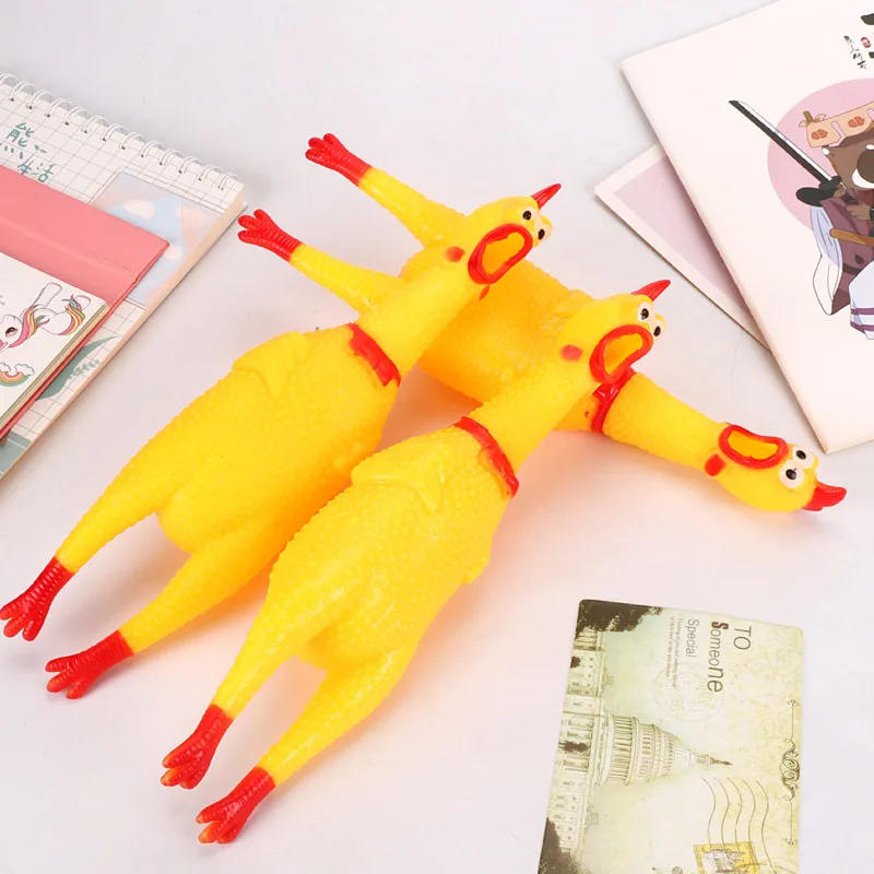 Description Picture 3 of itemPets Dog Toys Screaming Chicken Squeeze Sound Toy for Dogs Super Durable & Funny Squeaky Yellow Rubber Chicken Dog Chew Toy