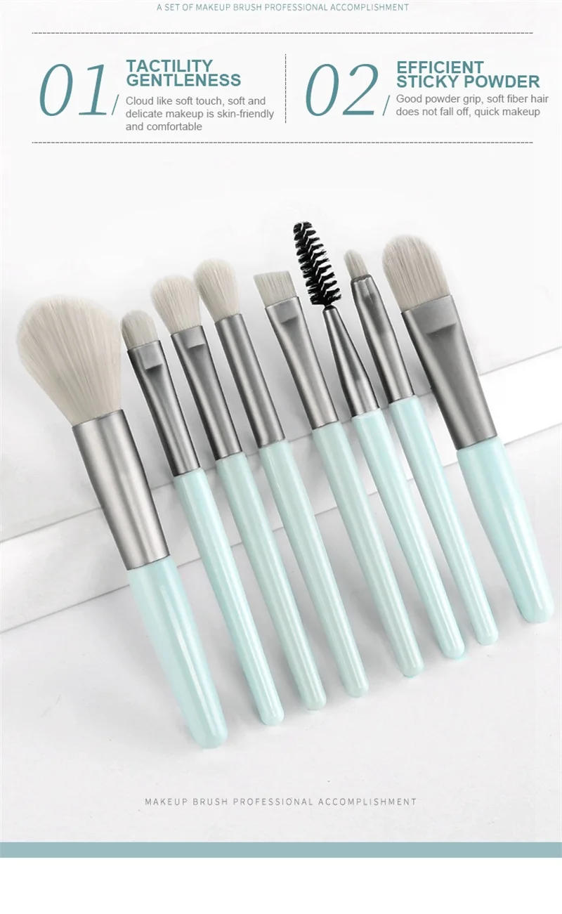 Description Picture 6 of item8Pcs Professional Makeup Brushes Set Cosmetic Powder Eye Shadow Foundation Blush Blending Concealer Beauty Make Up Tool Brushes
