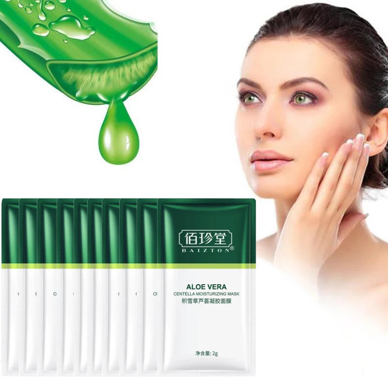 Description Picture 2 of item10pcs Natural Centella Facial Mask Aloe Extract Oil Control Anti-Acne Moisturizing Hydrating Brightens Mask Skin Care Products