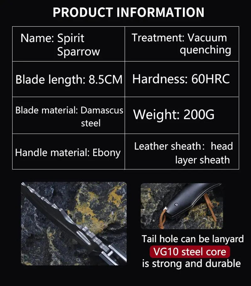 Description Picture 4 of itemDamascus steel folding knife high hardness sharp outdoor camping carry pocket knife portable defense folding fruit knife