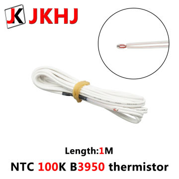 3D Printer hotend Parts NTC 100K B3950 Thermistor Glass sealed type 1% High accuracy Temperature Sensor for MK8 heated length 1M