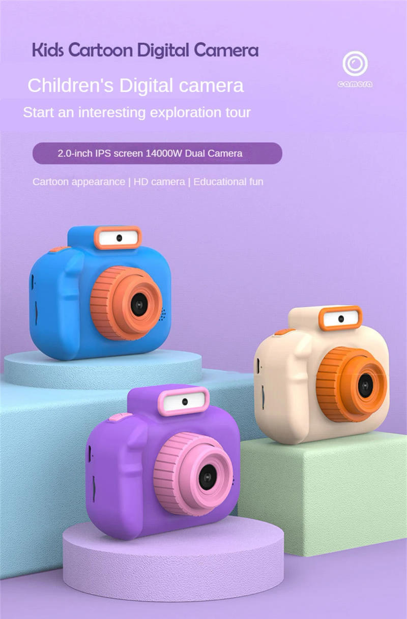 Description Picture 3 of item1/3/5PCS Children's Digital Camera Front Rear Dual-camera 2 Inch IPS Screen USB Charging with Lanyard Portable Toddler Camera