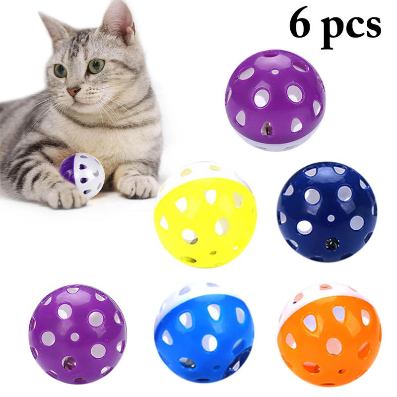 Description Picture 2 of item6pcs Toys for Cats Ball with Bell Ring Playing Chew Rattle Scratch Plastic Ball Interactive Cat Training Toys Pet Cat Supply