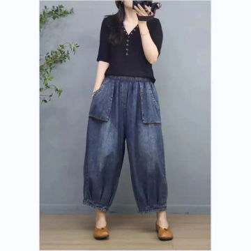 Thin Spring Autumn Solid Color Pleated Straight Streetwear Solid Color Wide Leg Pants Pocket Elastic Waist Women's Clothing 2023