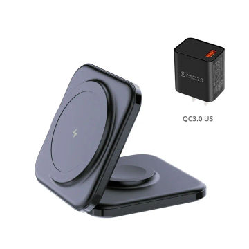 2 in 1 Portable Wireless Charging for Apple Watch 8/7/SE/6 15W Magnetic Wireless Chargers Foldable for iPhone 8 11 XR 14 Charger