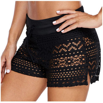 Sexy Black Mesh Women's Swimming Plus Size 3xl Lace Swimsuit Bottom Fat Swim Shorts Boxer Briefs New Panties Шорты Женские