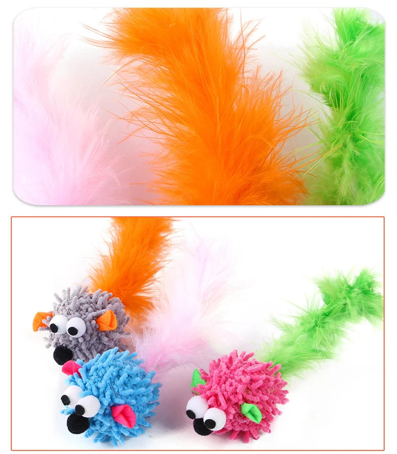 Description Picture 6 of itemInteractive Toy for Cat Feather Scratch Bite Resistance Simulation Mouse Cat Toys Funny Soft Plush Mouse Kitten Pet Toy Supplies