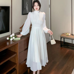 Women 2023 Spring New French Style Elegant Evening Party Midi Dress Long Sleeve Fashion Prom Female Chic Clothes