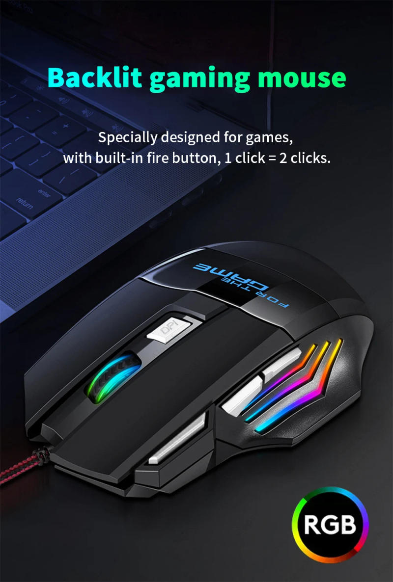 Description Picture 2 of itemGaming Esports Mouse 3200 DPI 7 Keys Game Mouse RGB Light Ergonomic Wired Game Mouse For Computer PC Laptop Accessories Mice