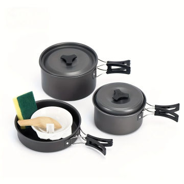 Hike Victor Camping Cookware Set Aluminum Portable Outdoor Tableware Cookset Cooking Kit Pan Bowl Kettle Pot Hiking BBQ Picnic