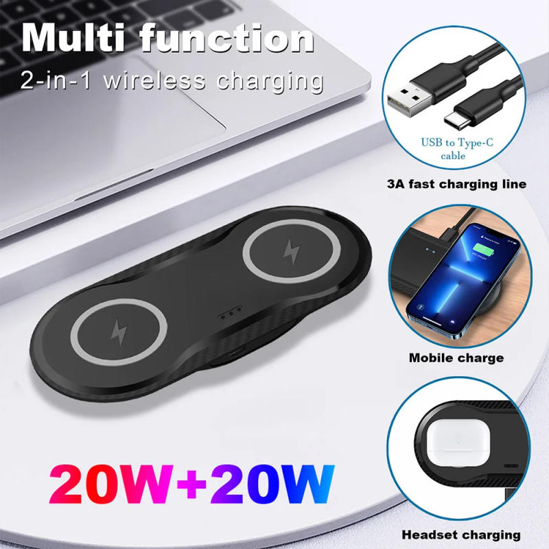 Description Picture 3 of itemFast 20W Dual 2 in1 Wireless Charger Pad for Airpods Pro for iPhone 8 X XR XS 14 13 12 11 Pro Samsung S22 S23 Induction Charging
