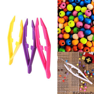 Children Kids Plastic Perler Beads Easy Grip Tweezers Puzzle Toy Clamp Tool