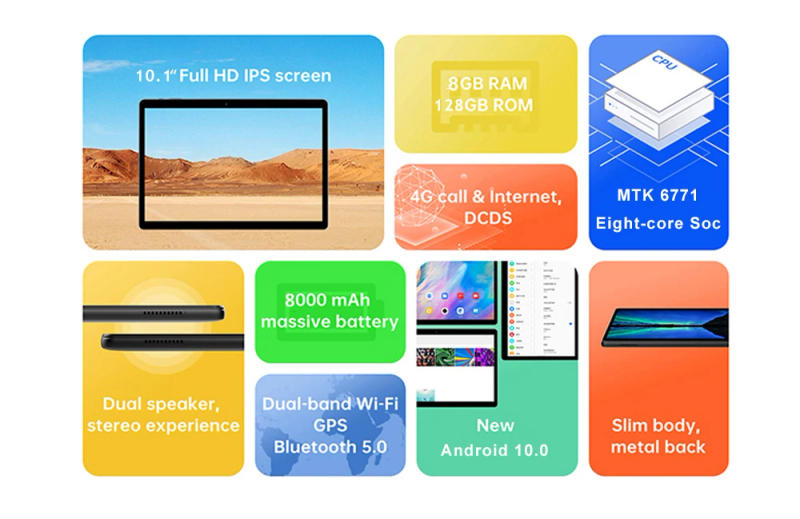 Description Picture 3 of item2023 Newest 2 IN 1 Maxpad P30 10 Inch 1920*1200 IPS Android 10.0 OS 8GB+128GB 13/5MP Camera Bluetooth 4G LTE Tablet PC планшет