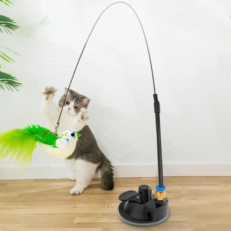 Description Picture 2 of itemHandfree Bird/Feather Cat Wand with Bell Powerful Suction Cup Interactive Toys for Cats Kitten Hunting Exercise Cat Toys