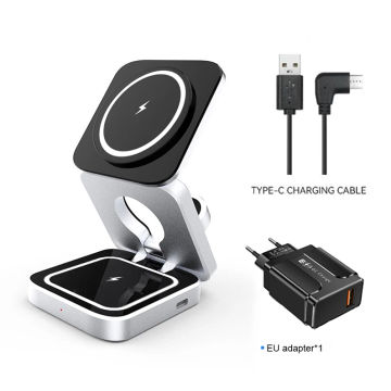 2024 New Upgrade Foldable Magnetic for iPhone 15 14 Wireless Charger Station for Apple Watch S9 Fast Charging Stand Dock Holder