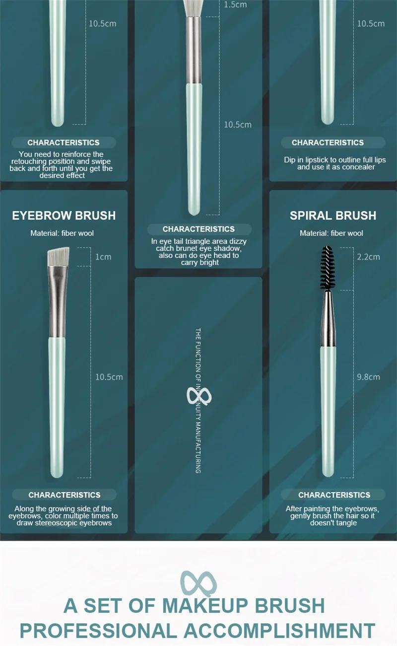 Description Picture 5 of item8Pcs Professional Makeup Brushes Set Cosmetic Powder Eye Shadow Foundation Blush Blending Concealer Beauty Make Up Tool Brushes