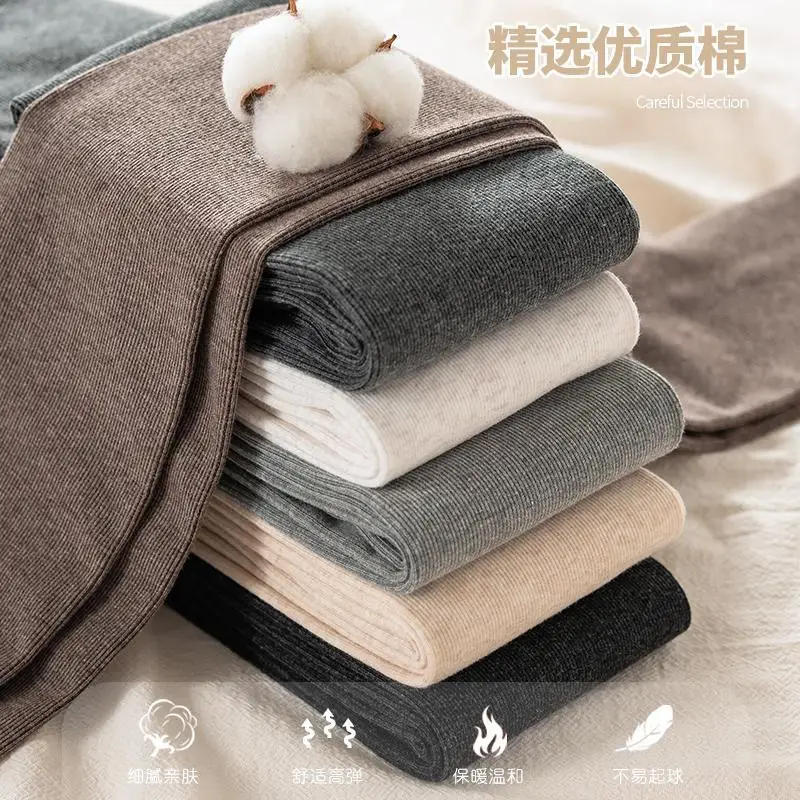 Description Picture 3 of itemWinter Warm Leggings Women Vertical Stripes Casual Pants Thickened Plush Cotton High Elasticity Solid High Waist Winter Pants