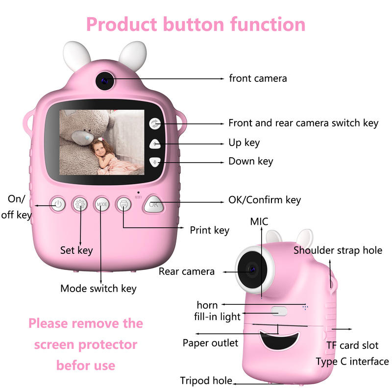 Description Picture 3 of itemP1 Children Instant Camera MP3 Printing Camera With Print Paper 2.4-inch HD Camcorder For Girls Toddler Kids Camcorder