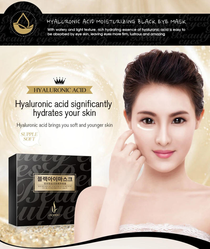 Description Picture 4 of itemROREC 10pcs Hyaluronic Acid Moisturizing Eye Mask Anti-Wrinkle Anti Aging Remove Black Eye Face Care Black Masks
