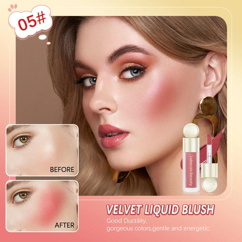 Description Picture 3 of item1PC Waterproof Liquid Blush Velvet Matte Blusher Face Pigment Lasting Beauty Natural Cream Cheek Tint Orange Peach Blush Makeup