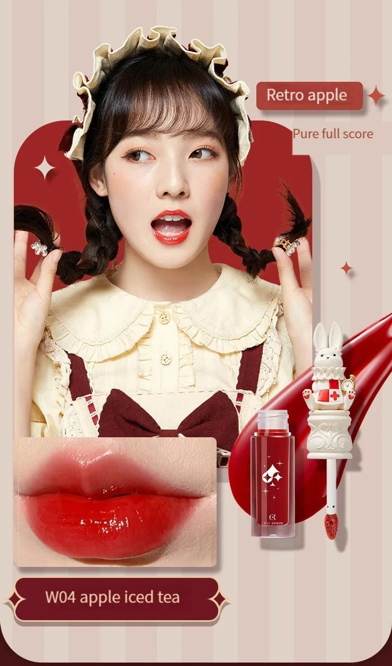 Description Picture 6 of itemCute Rumor Rabbit Rabbit Lip Glaze Mirror Water Light Moisturizing Lip Gloss Mud Matte Velvet Lipstick