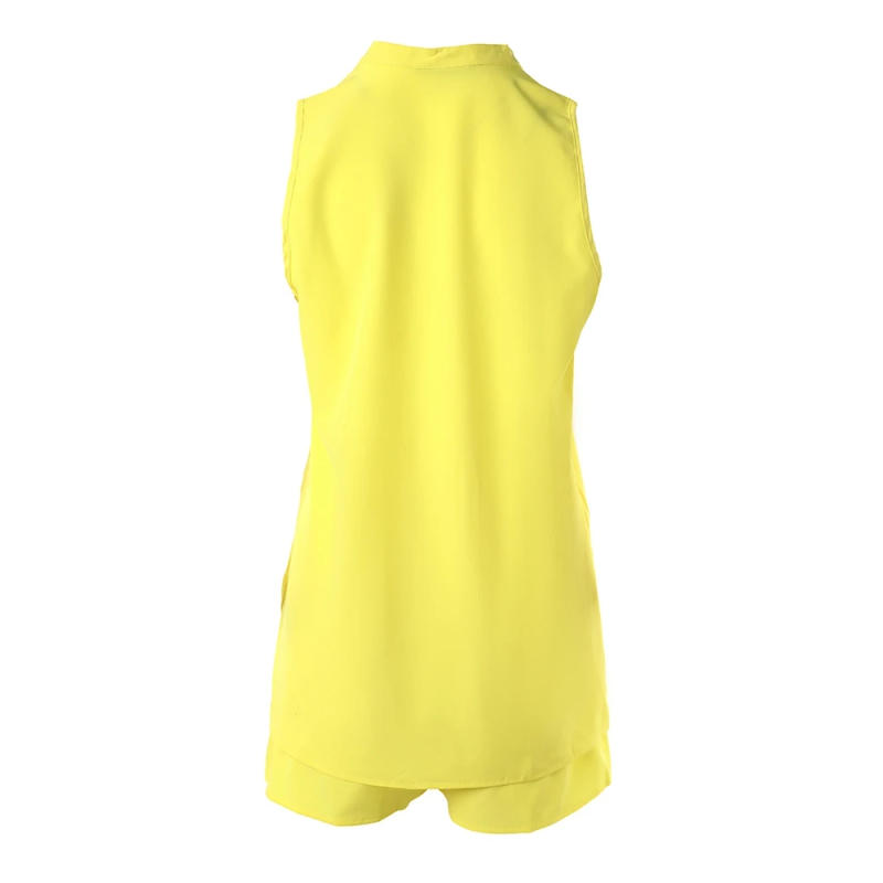 Description Picture 3 of itemSummer Women Two Pieces Notch Neck Sleeveless Top & Shorts Set Fashion Femme Casual Solid V Neck Tassel Suit Set Clothing