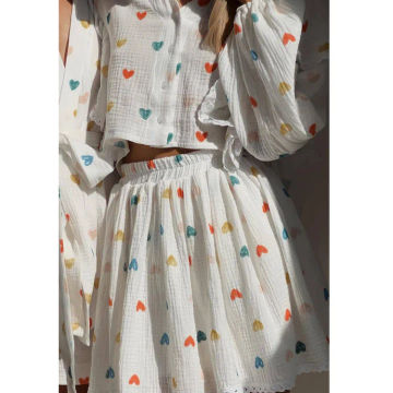 Ruffle Top Skirt Two Piece Set for Women 2023 Summer Women's Two Piece Pattern Print Blouse Skirt Sets Fashion Home Outfits Suit