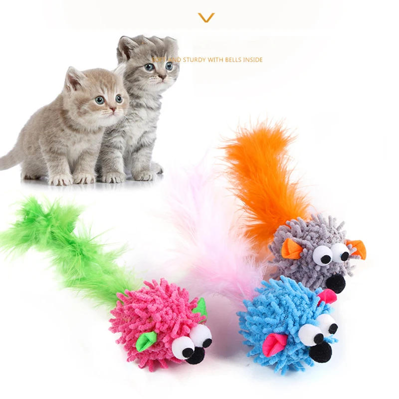 Description Picture 3 of itemInteractive Toy for Cat Feather Scratch Bite Resistance Simulation Mouse Cat Toys Funny Soft Plush Mouse Kitten Pet Toy Supplies