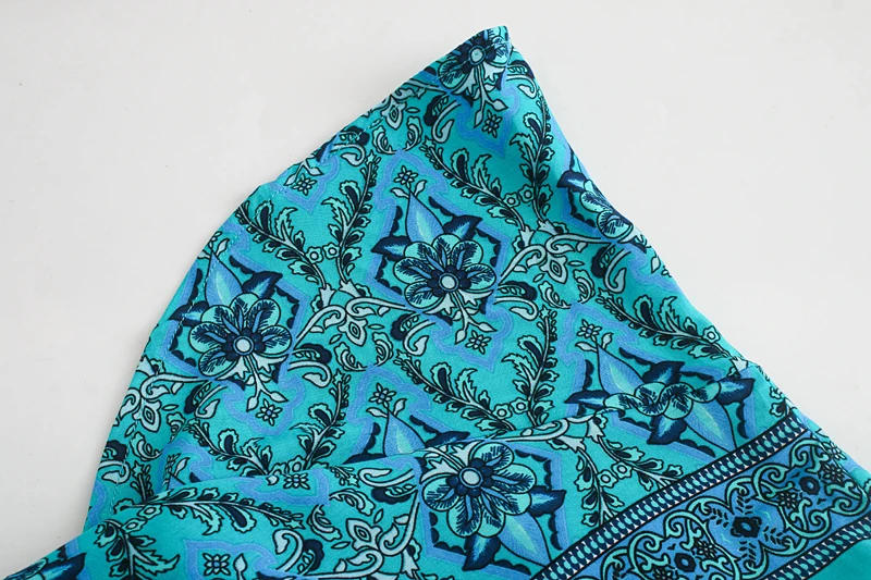 Description Picture 6 of itemSummer Vintage Floral Print Wrap Long Boho Dresses Women 2021 Fashion V Neck Bow Tie Sashes Rayon Beach Maxi Dress Vestidos