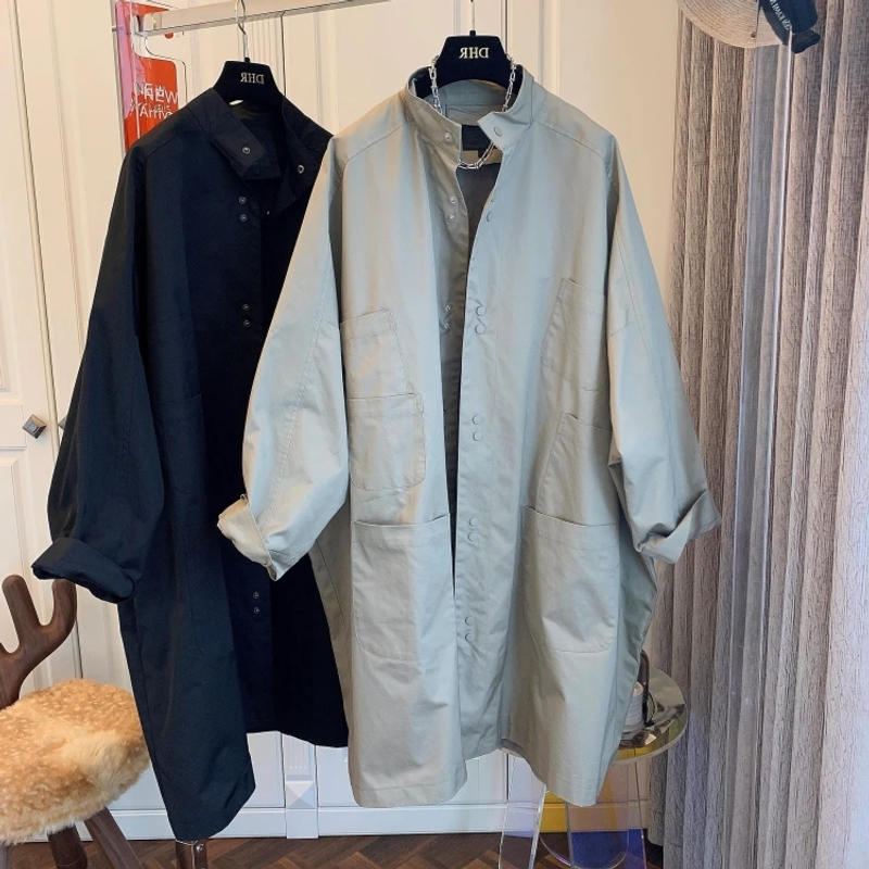 Description Picture 4 of item2023 Winter Korean Casual Style Solid Color Single Breasted Basics Windbreaker Women's Office Lady Style Parkas Trench Coat