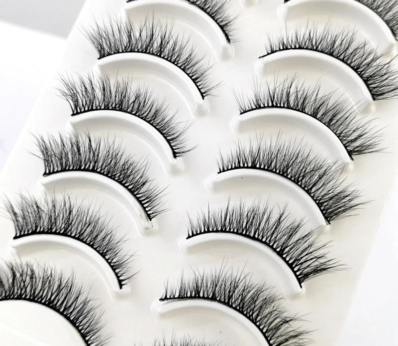 Description Picture 5 of itemNew 10 Pairs 3D Faux Mink Lashes Fluffy Soft Wispy Natural long False Eyelashes Curly lashes wholesale Reusable eye lashes