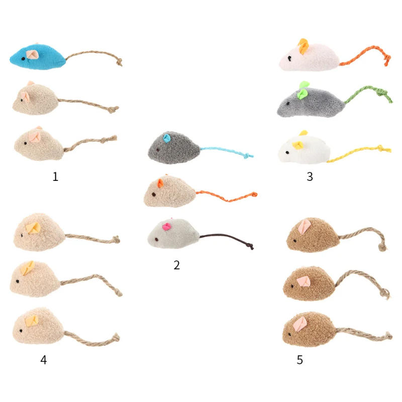 Description Picture 3 of item3Pcs/Lot Colorful Funny Cats Interactive Toy Plush False Mouse Pet Cat Toy Kitten Playing Pet Training Supplies Interactive Tool